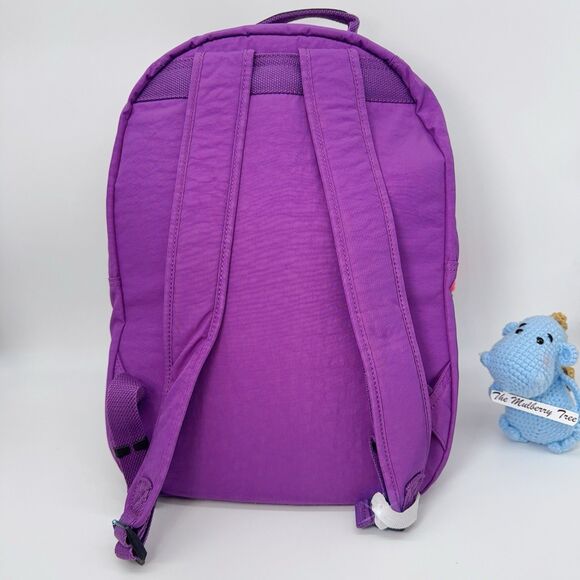 Kipling Seoul Large 15" Laptop Backpack Violet Purple Colorblock Zip Gorilla NWT - Picture 6 of 10